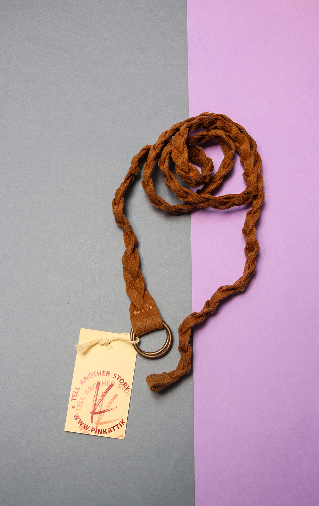 BELT - Brown braid with double loop