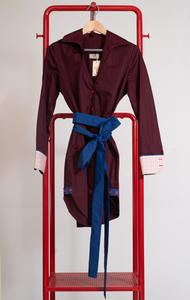 URSULA DRAGHI DRESS - Burgundy & blue details - Medium