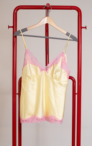 MAX TOP - Yellow with pink lace - Small