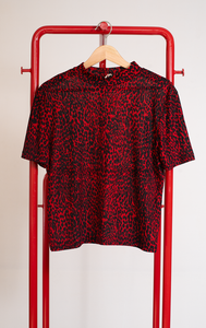 ZARA TOP - Red leopard black - Medium