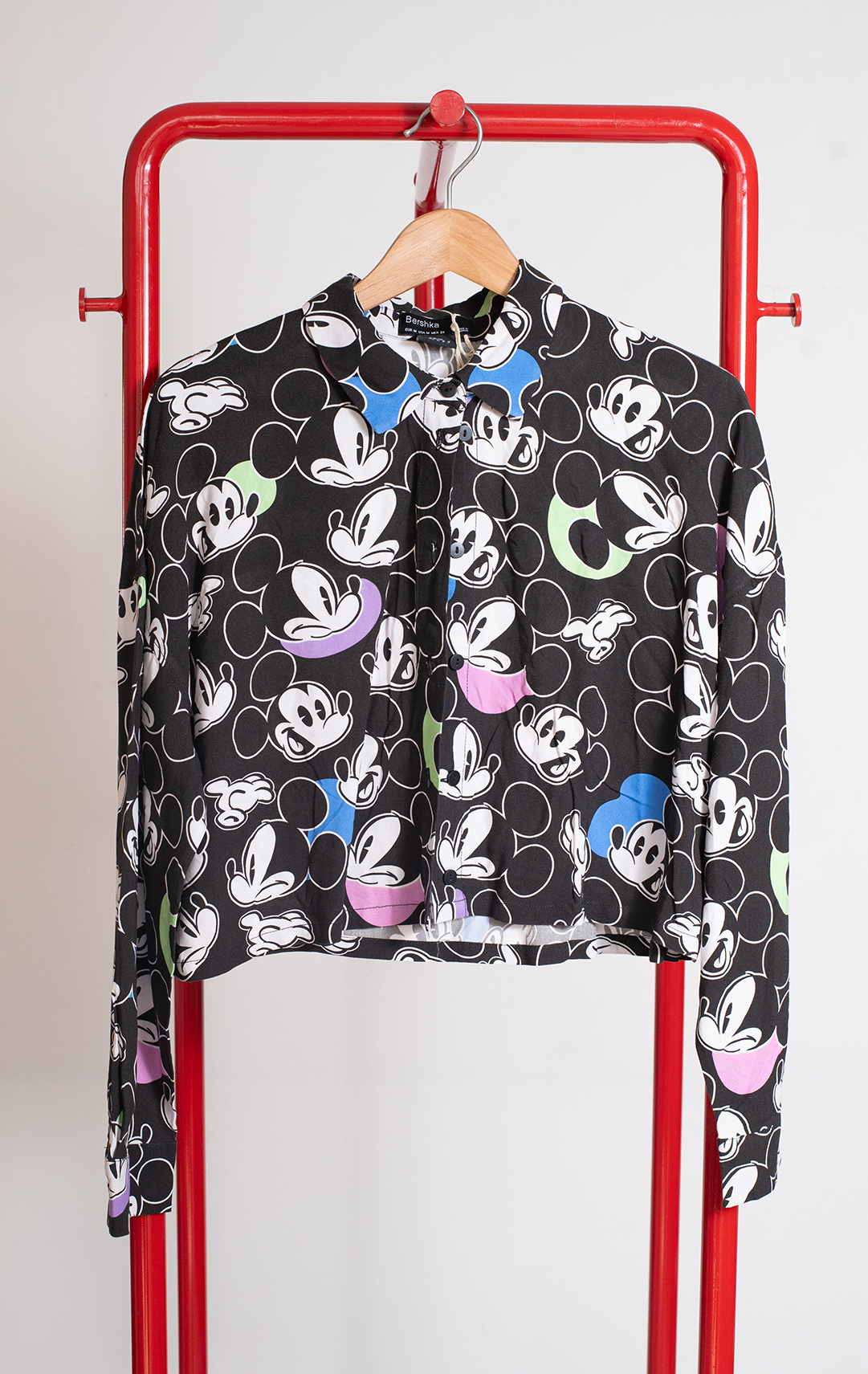 BERSHKA SHIRT - Black with mini mouse print - Medium