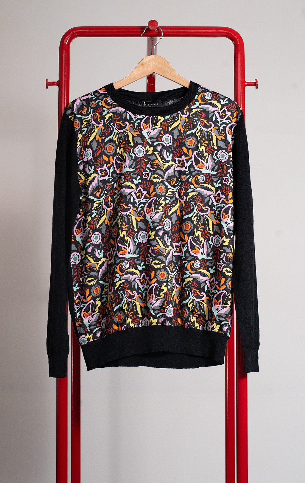 TED BAKER  SWEATER - Black with florals - Medium