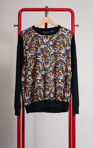 TED BAKER  SWEATER - Black with florals - Medium