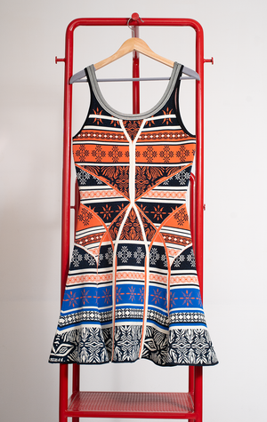 Diane Von Furstenbrg DRESS - Black , orange, blue & beige - Medium