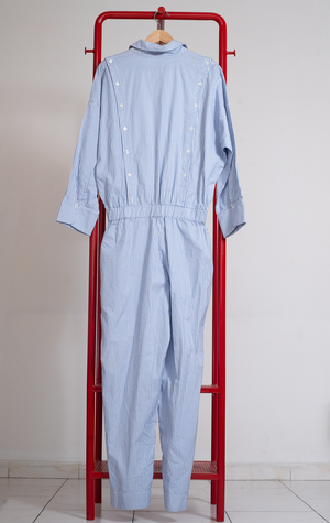 BALOSSA JUMPSUIT - Light blue & white stripes - Small/ Medium