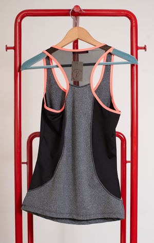 LCW TOP - Grey with orange neon - Medium