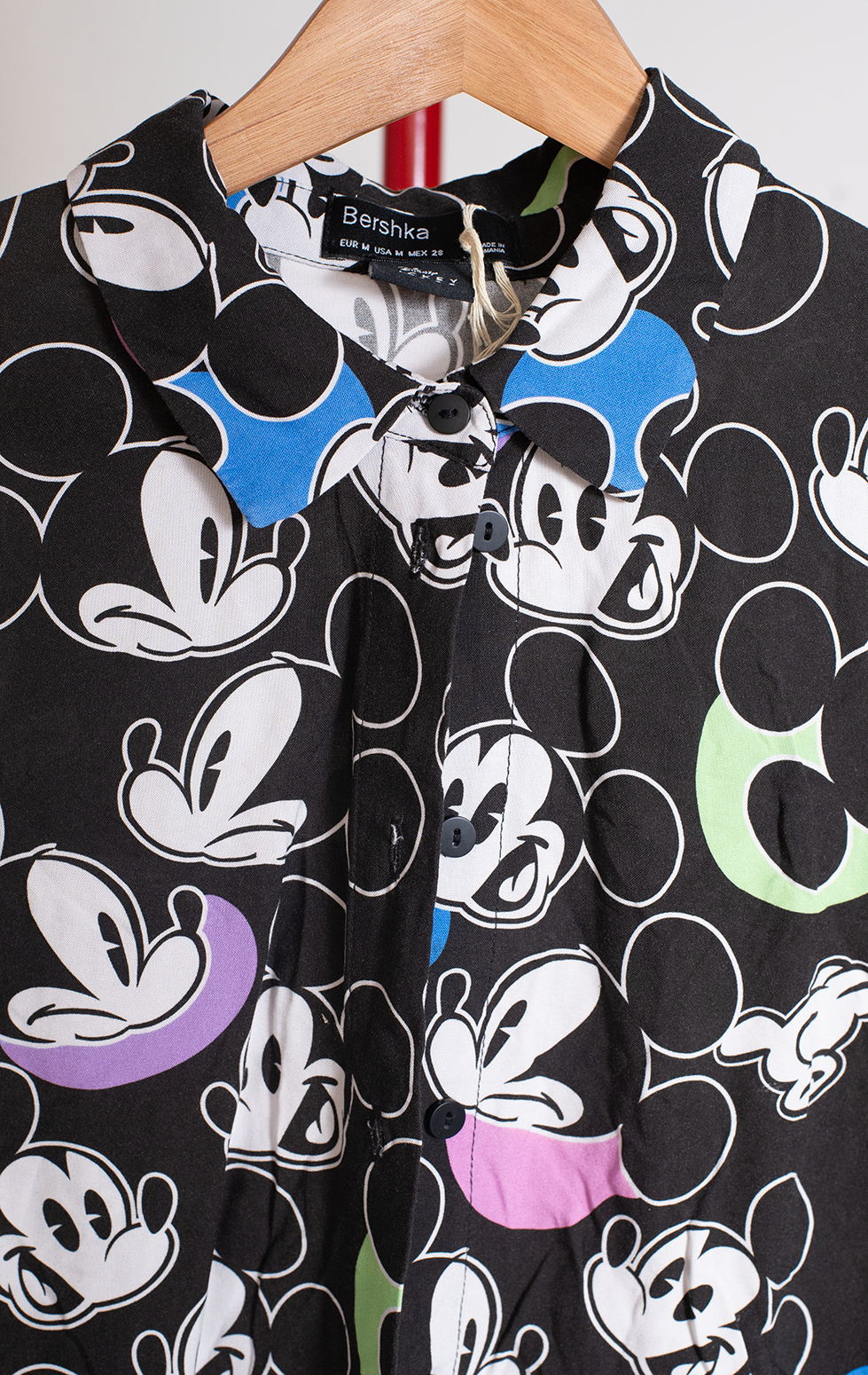 BERSHKA SHIRT - Black with mini mouse print - Medium