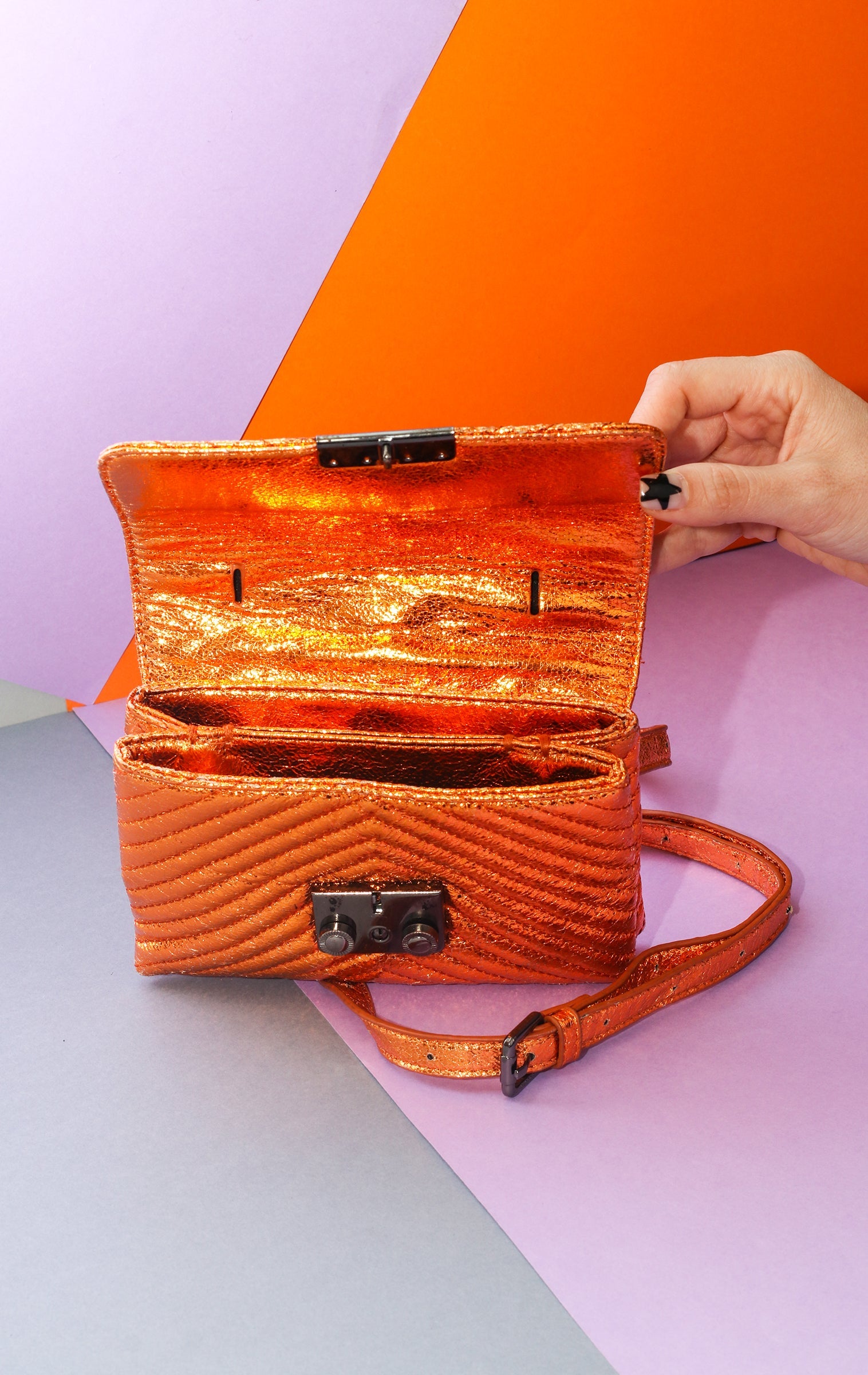 PARFOIS BELT BAG - Orange metallic - 19 x 14 cm