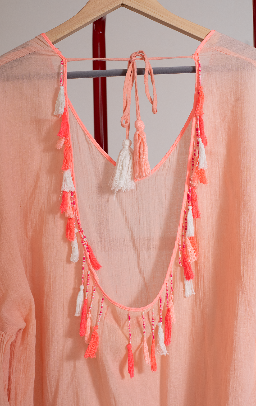 WOMEN'S SECRET DRESS - Coral with colored tassels - Large