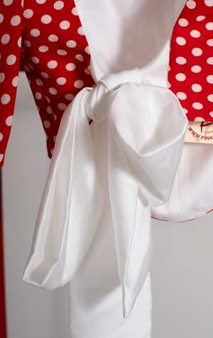 TOPNOTCH TOP - Red white polka dots with bow detail - Small