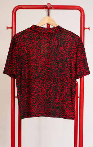 ZARA TOP - Red leopard black - Medium