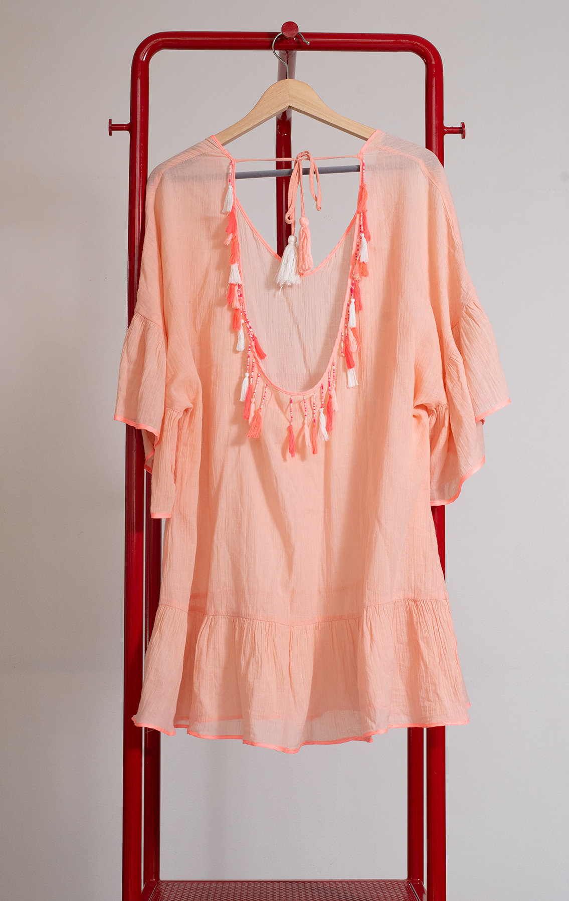 WOMEN'S SECRET DRESS - Coral with colored tassels - Large