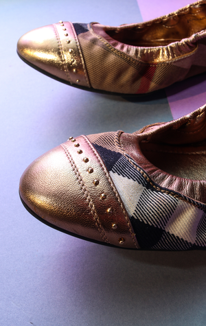 BURBERRY FLATS - Bronze elastic - 38