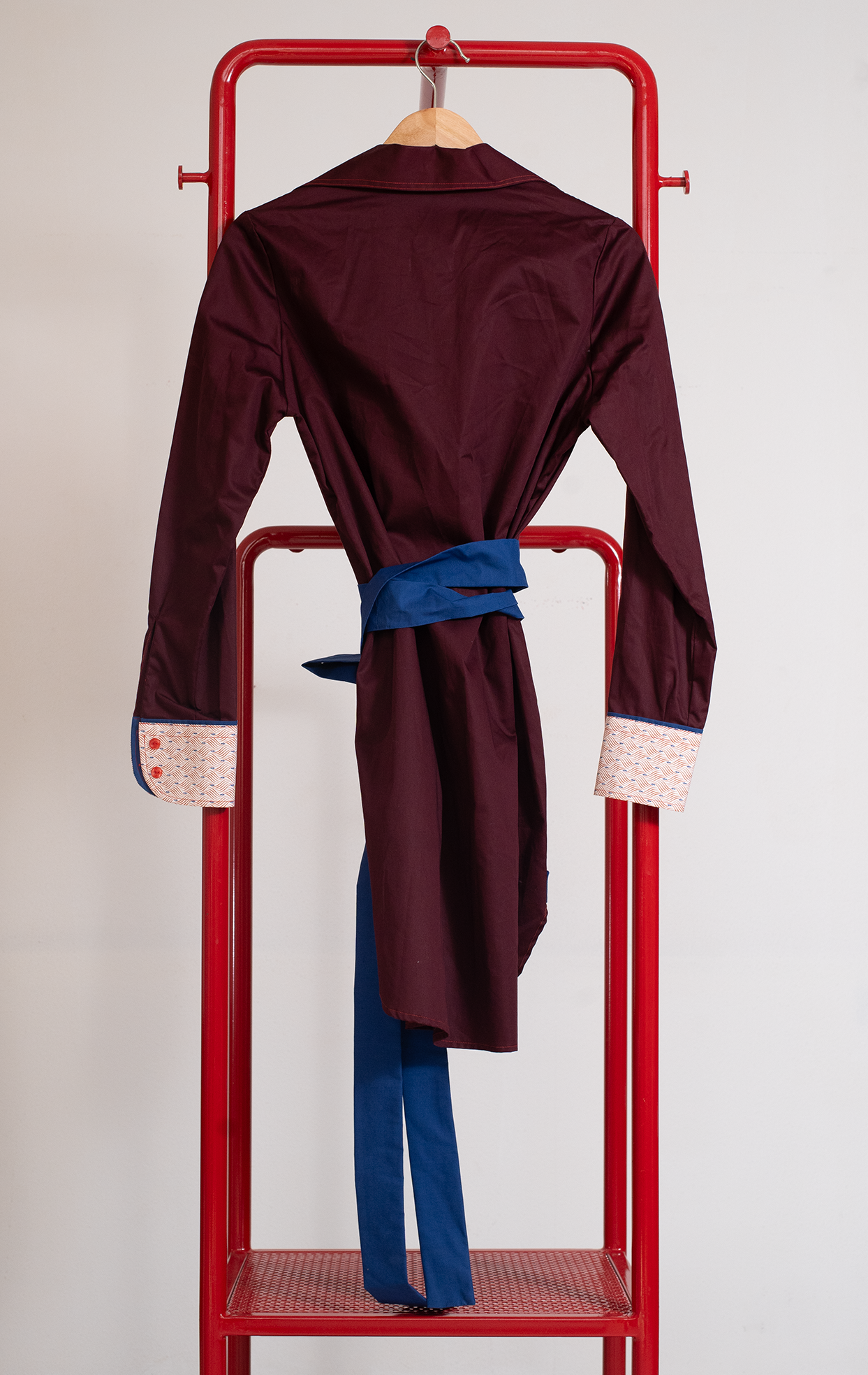 URSULA DRAGHI DRESS - Burgundy & blue details - Medium