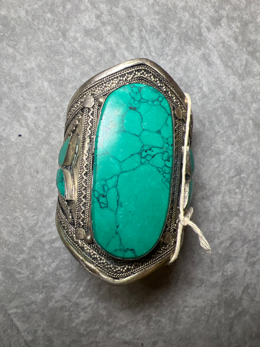 BANGLE - Vintage silver turquoise stones