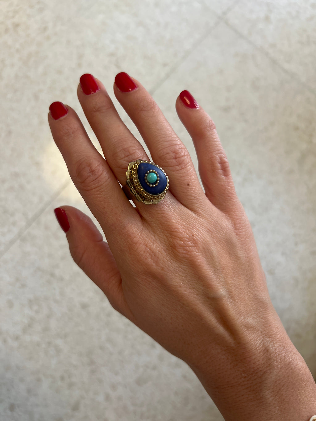 TOPSHOP RING - Blue stone