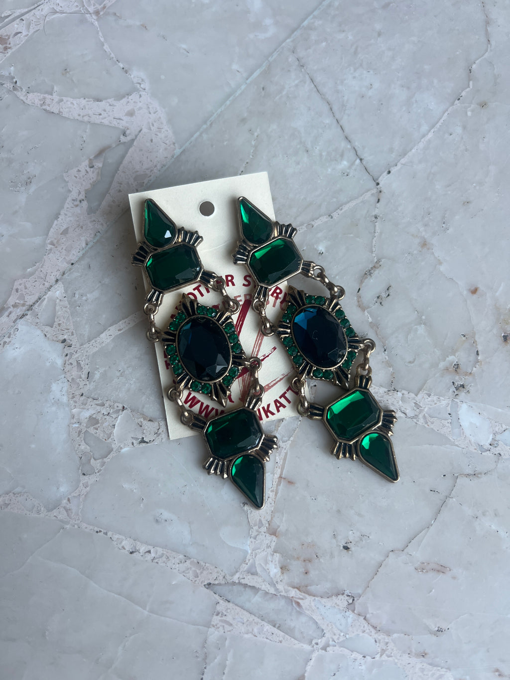 ZARA EARRINGS - Green & Blue stones