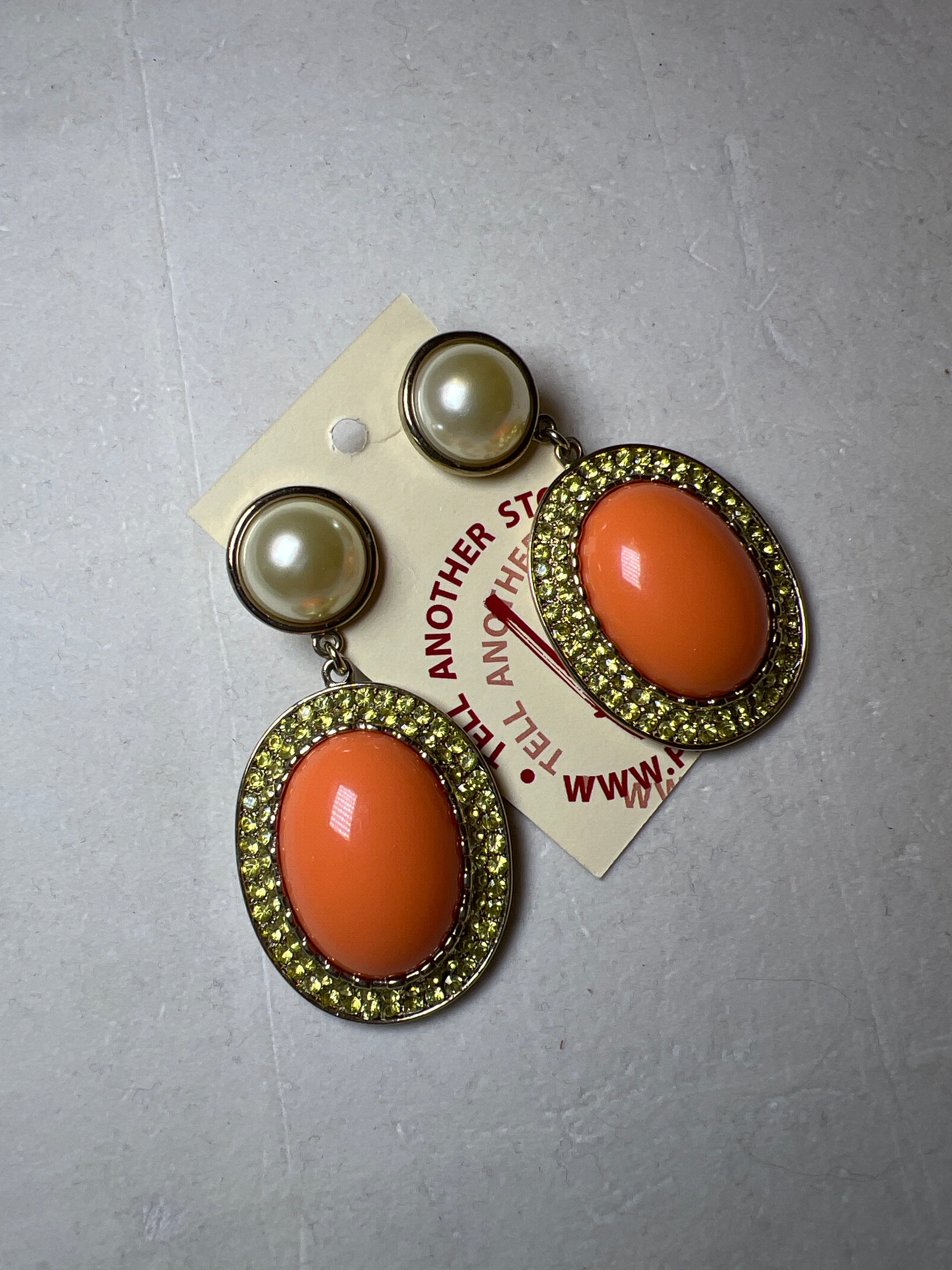 H&M x ANNA DELLO RUSSO EARRINGS - Gold base, Coral & pearl, starss yellow