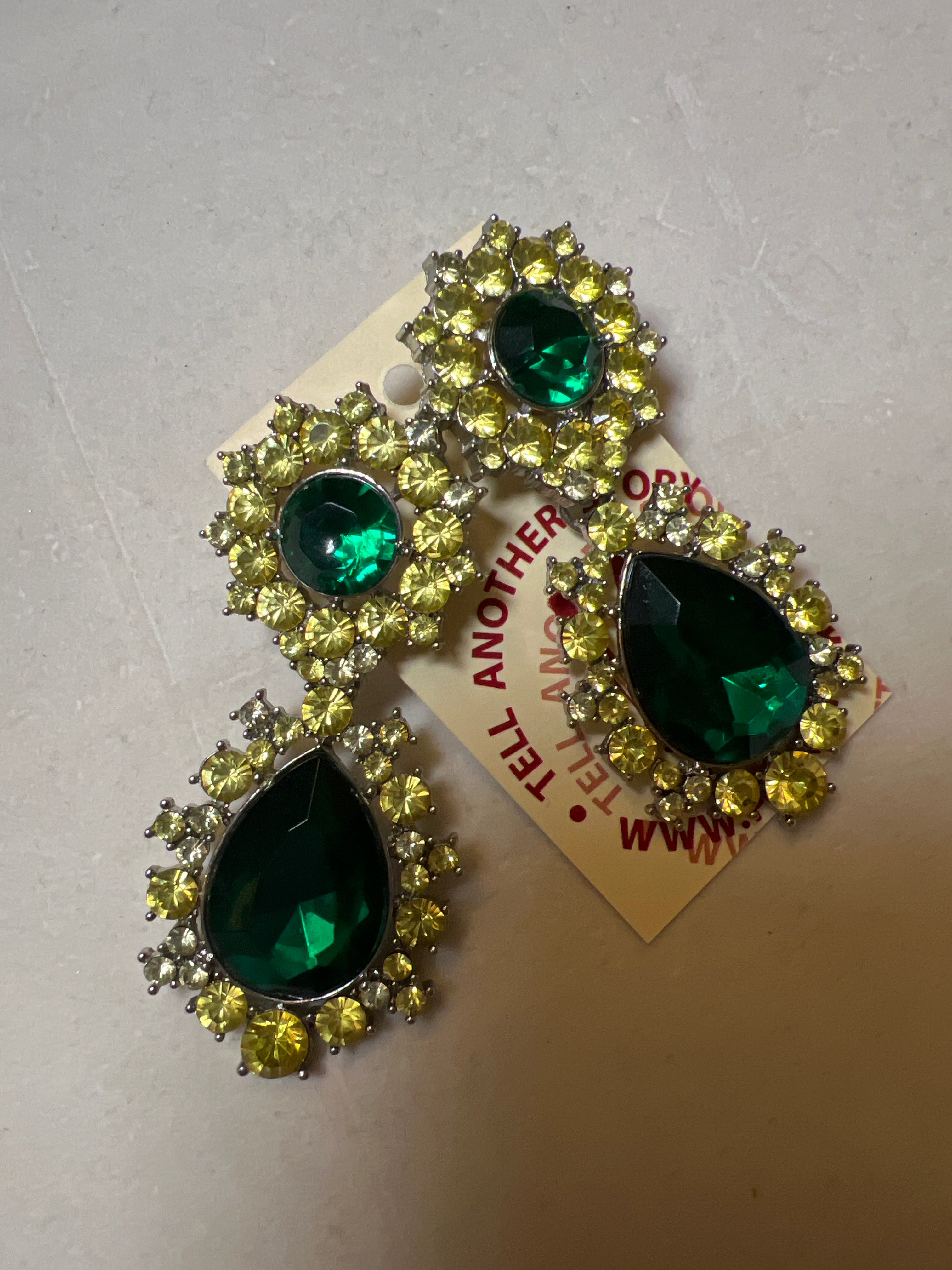 H&M x ANNA DELLO RUSSO EARRINGS - Yellow & green stones