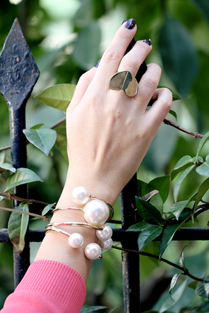 I AM BRACELET - Gold with big & small pearl