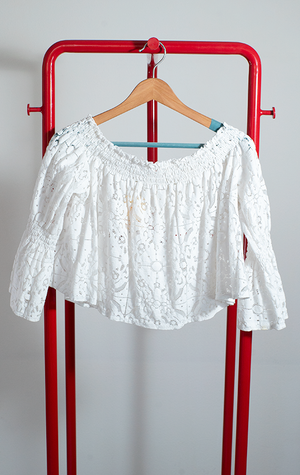 ZARA TOP - White off the shoulders lace - Large