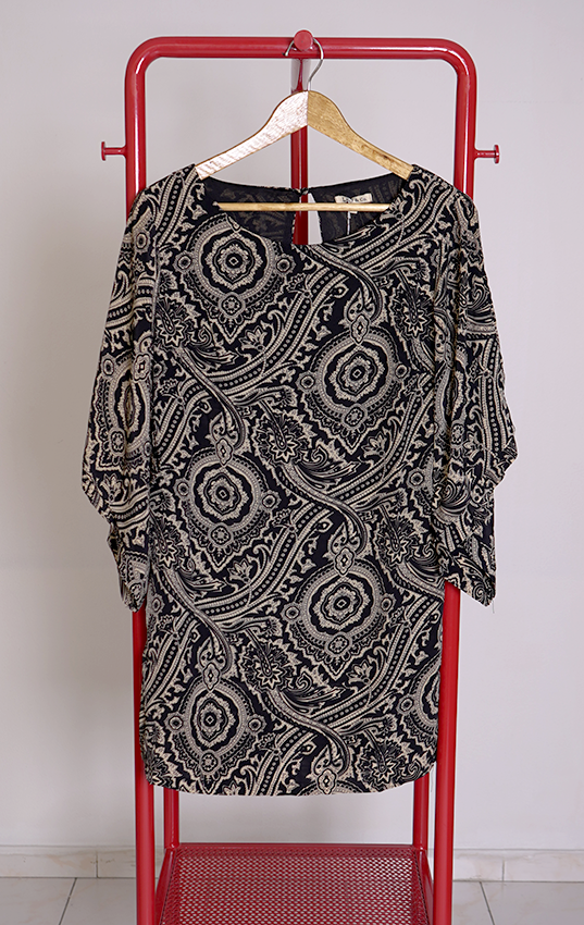 LUCY & CO DRESS - Black & beige pattern - Large