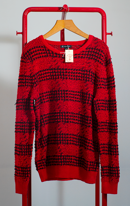 INC SWEATER - Red with black lines - XLarge