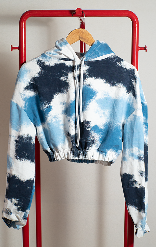 THE CONCEPTT HOODIE - White with spray pattern blue - Small