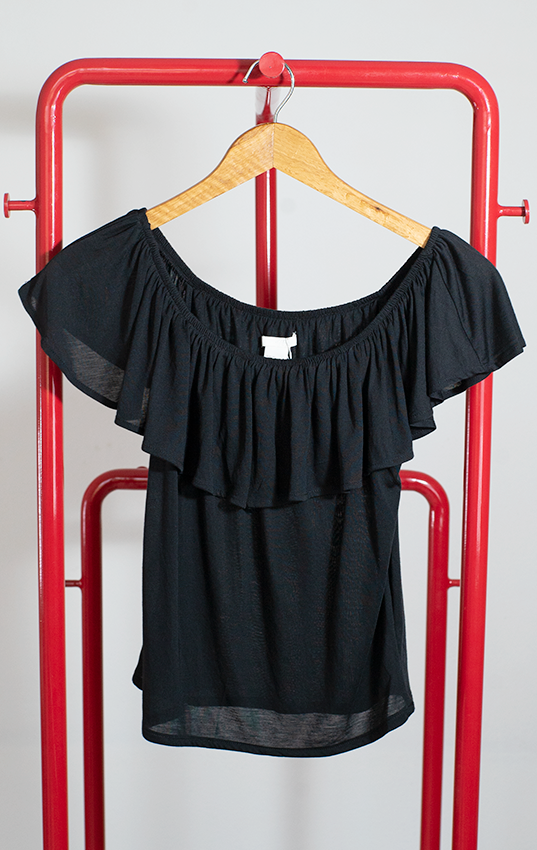 H&M TOP - Black off the shoulder loose - Xsmall