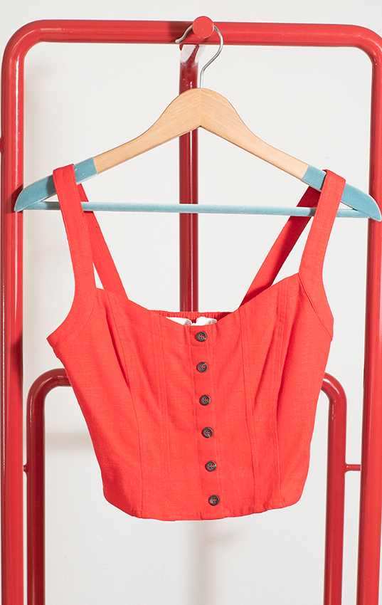 ASTR  TOP - Red with bottons - XSmall
