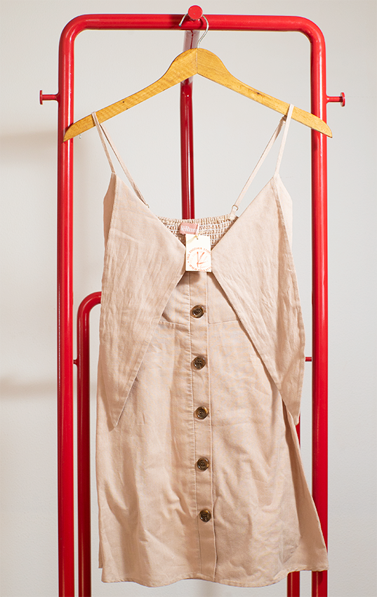 LERUMI DRESS - Beige with buttons - XSmall