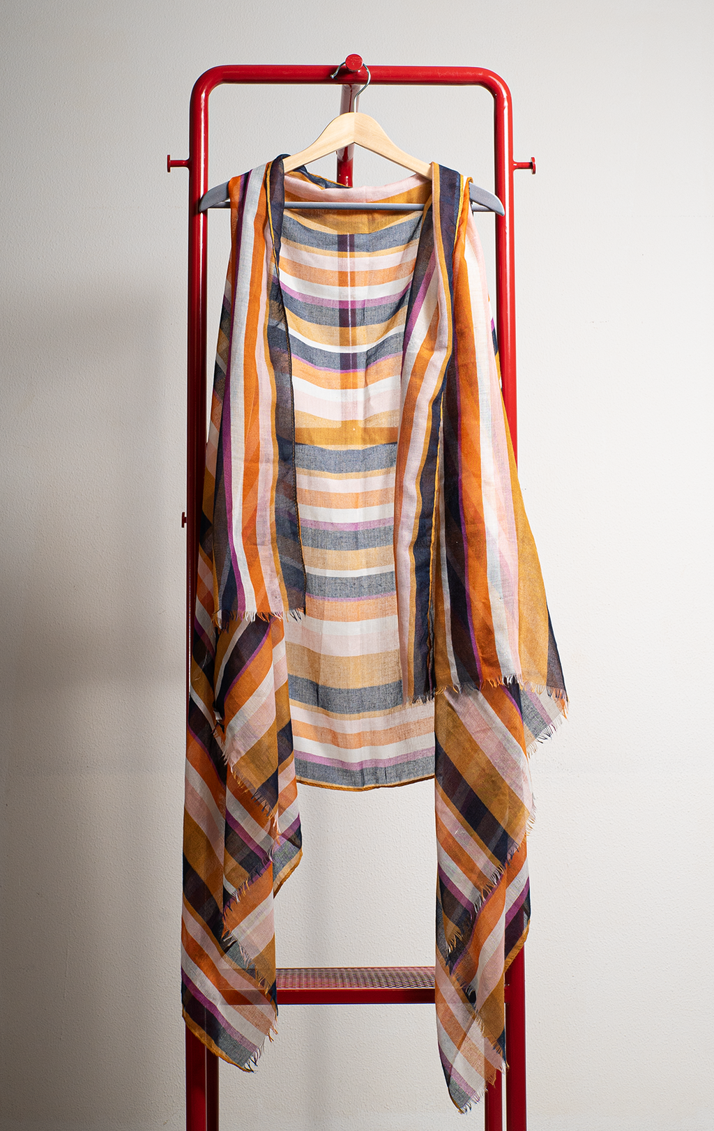 BERSHKA SCARF/ CARDIGAN - Colurful stripes , orange, beige, purple & mustard - 170 x 110 cm