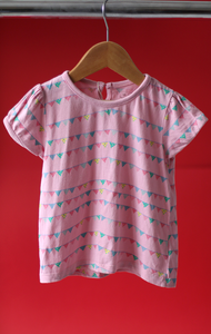 KIDS LITTLE GIRL TSHIRT - Pink with colorful ornaments print- 18/24month