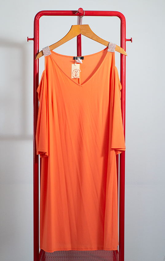 MSK DRESS - Orange with strass detail - Large