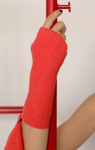 GALERIES LAFAYETTE GLOVES- Thumb Hole Neon Coral Gloves - Small