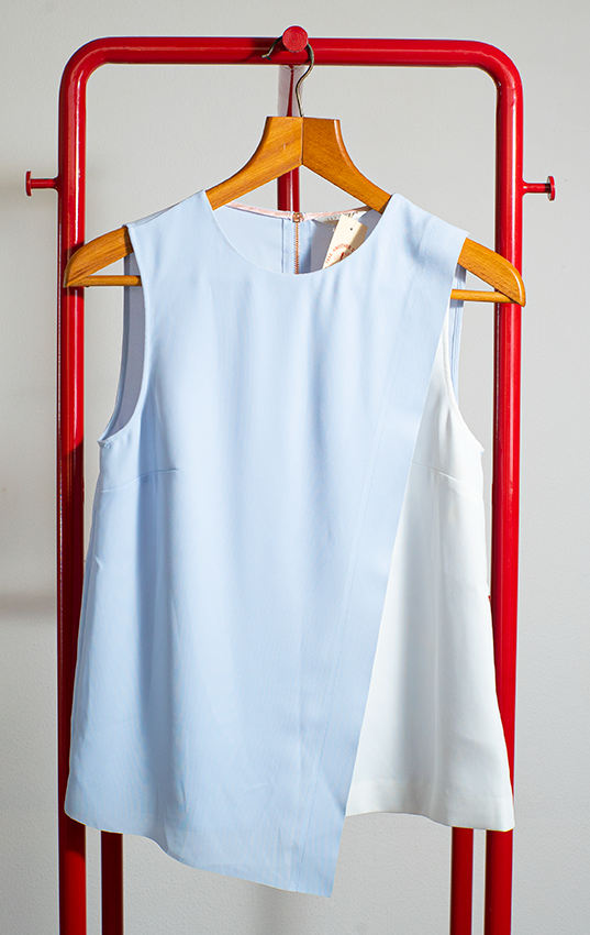 TED BAKER TOP - Light blue layer & white base - Small
