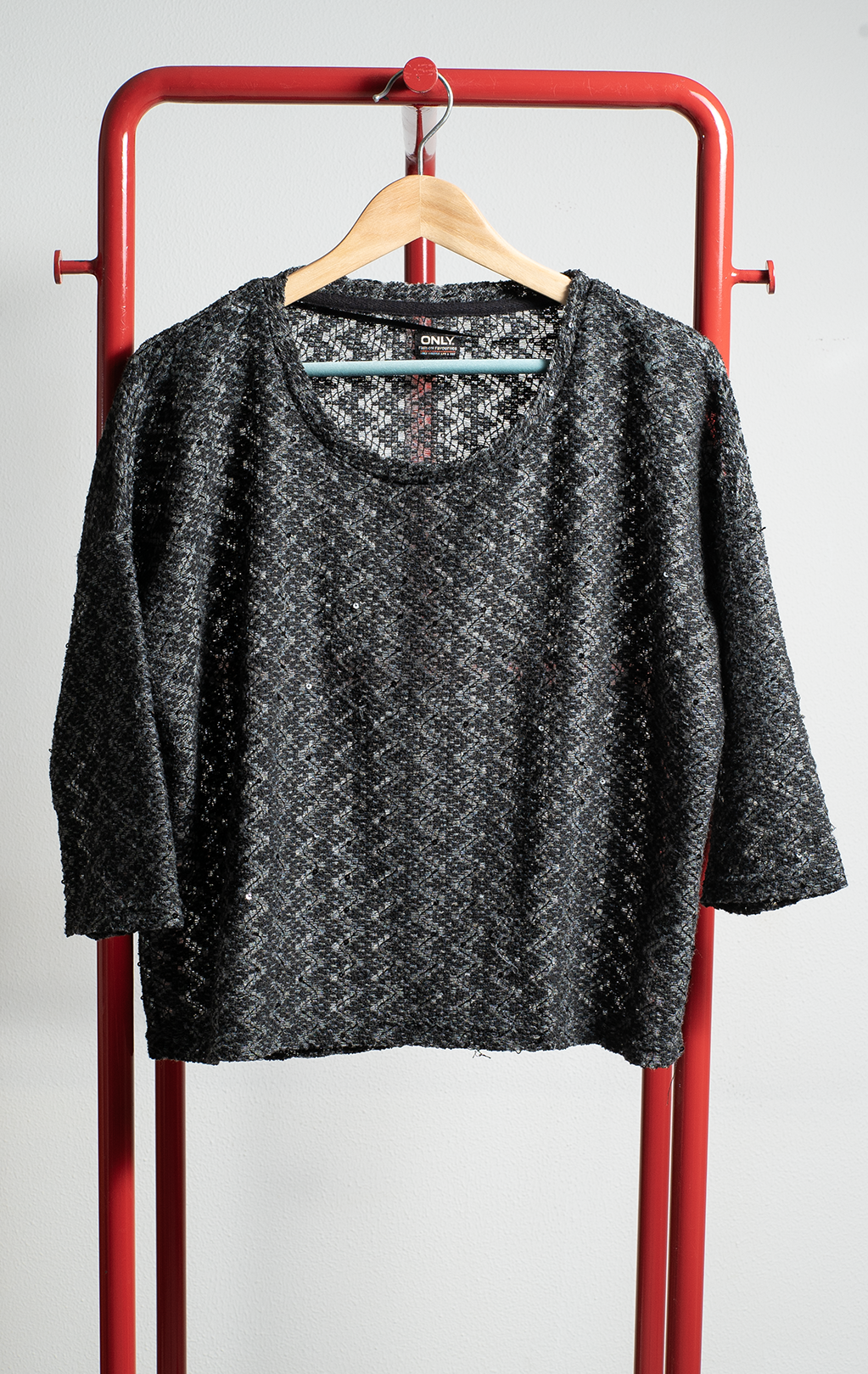 ONLY SWEATER - Grey zigzag pattern with paillette - Medium