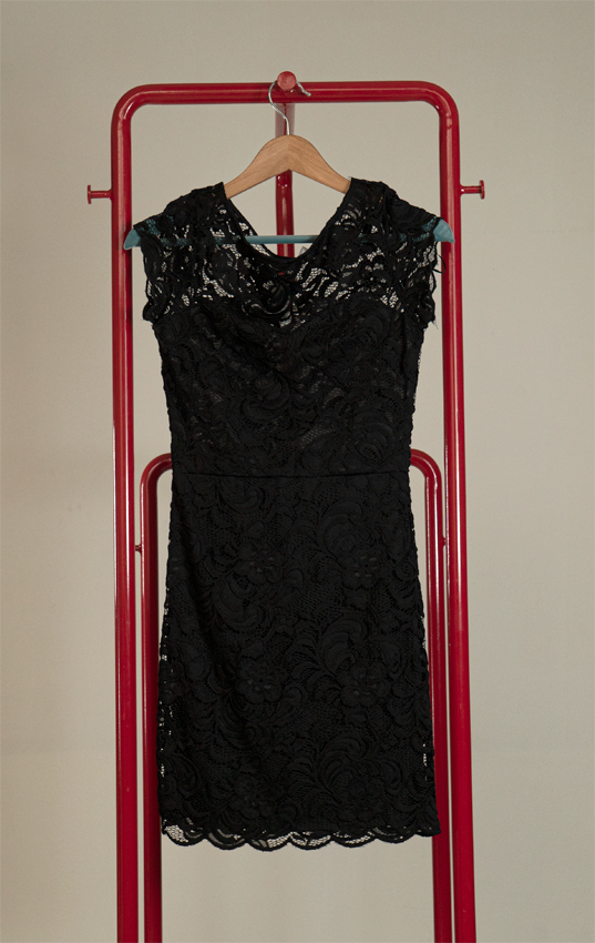 H&M DRESS - Black lace dress short sleeves - Small