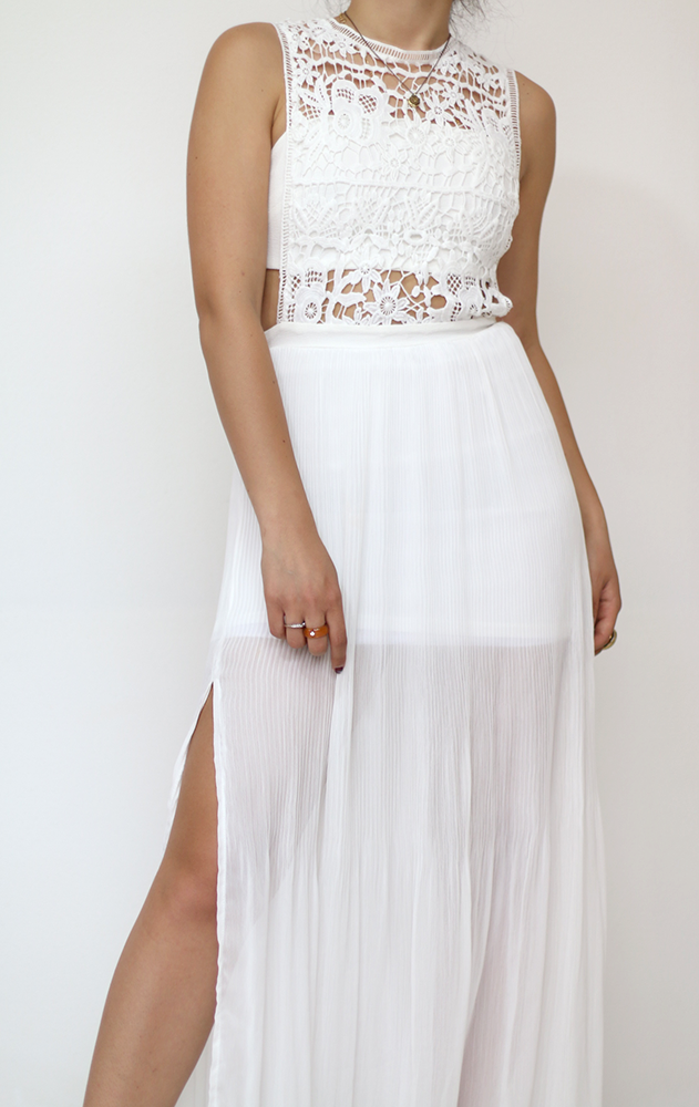 TALLY WEIJL DRESS - White with lace and open from the side - Xsmall