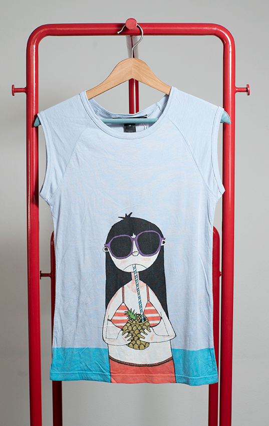 MARC BY MARC JACOBS T-SHIRT - Blue with lady print - XSmall