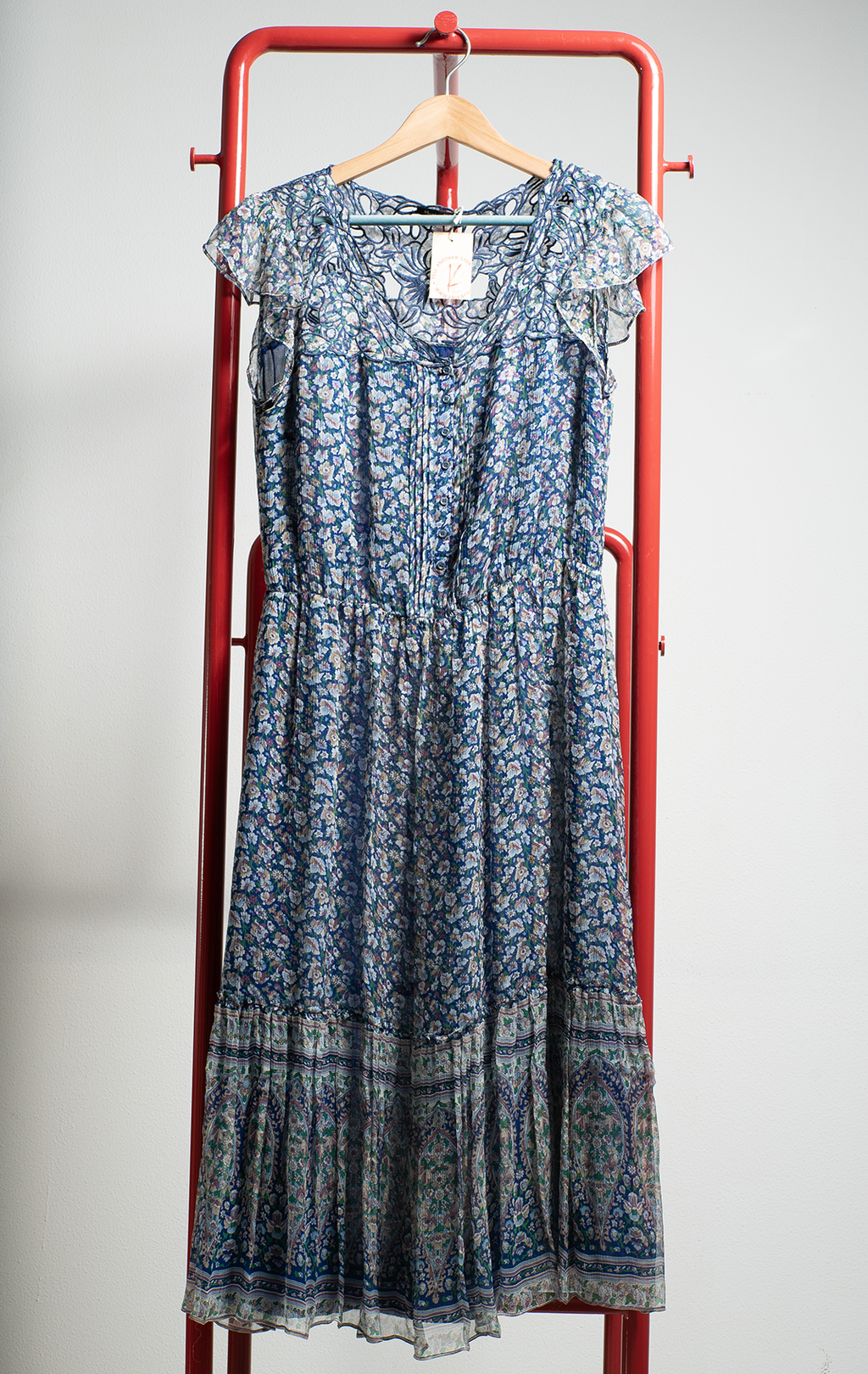 MASSIMO DUTTI DRESS - Blue floral - Medium