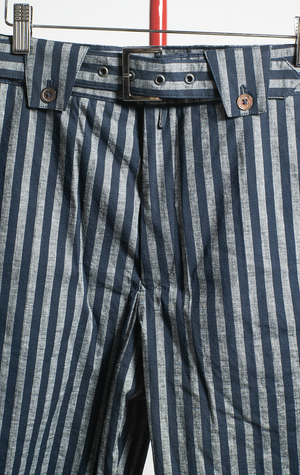 MEN ZARA SHORTS - Grey and navy stripes with belt - Xlarge