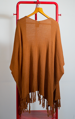 JANINO CARDIGAN - Light brown with fringes - Large