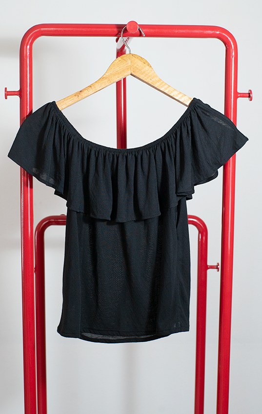 H&M TOP - Black off the shoulder loose - Xsmall