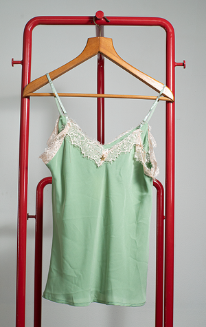 GUAPA TOP - Sage green with beige lace - Small