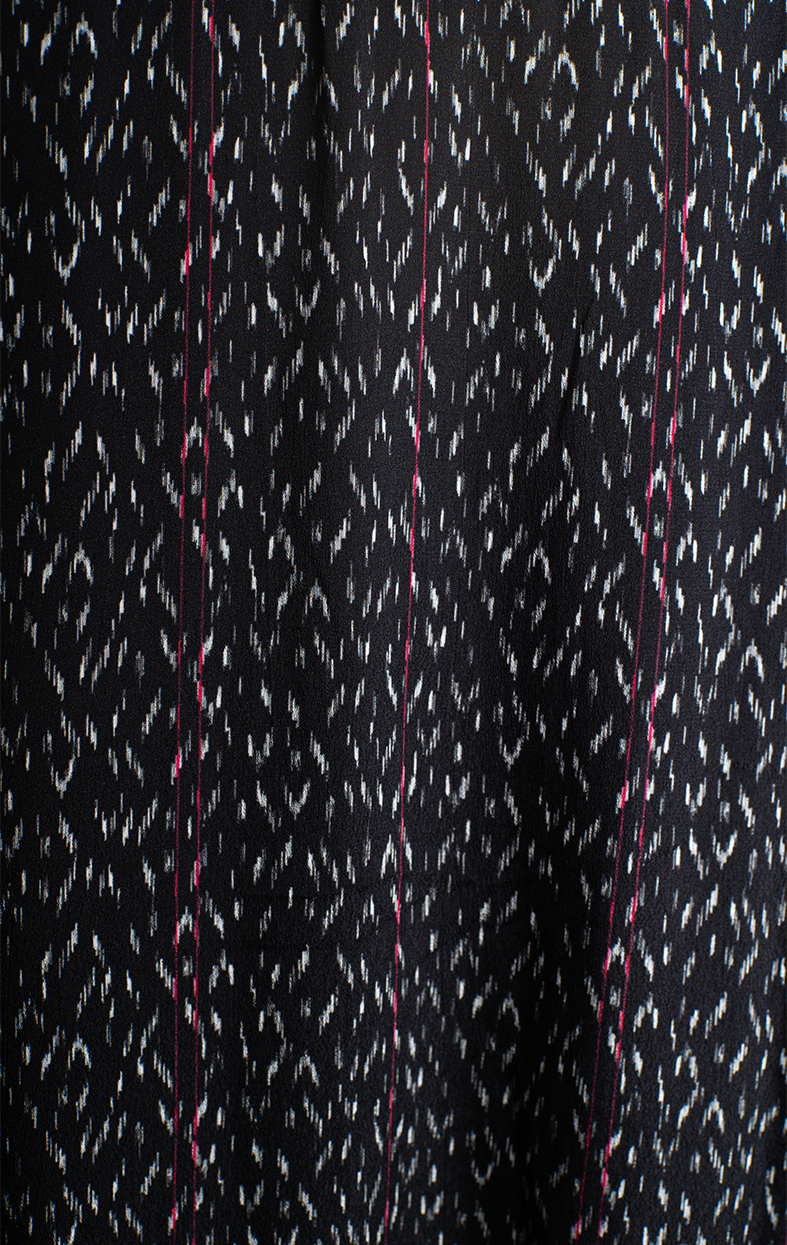 SITA MURT DRESS - Black with white pixels & red lines - Small