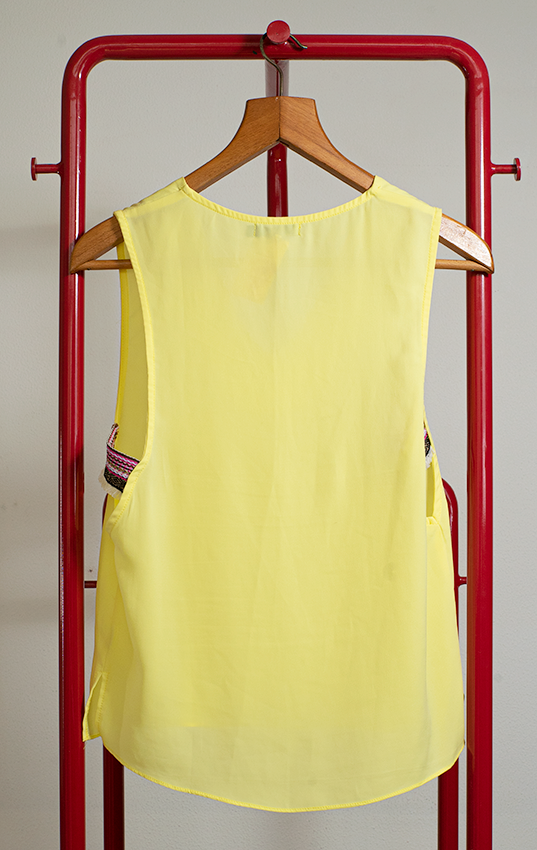 ENZORIA TOP - Bright yellow with colorful ribbons on the side - Small/Medium