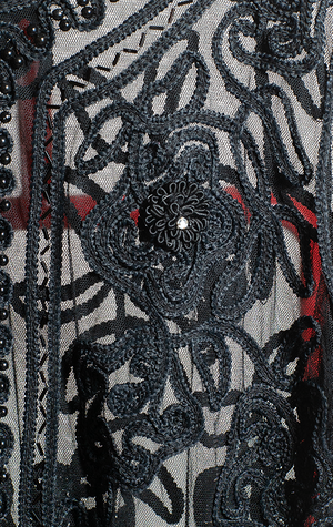 JACKET - Black net with embroideries - Large