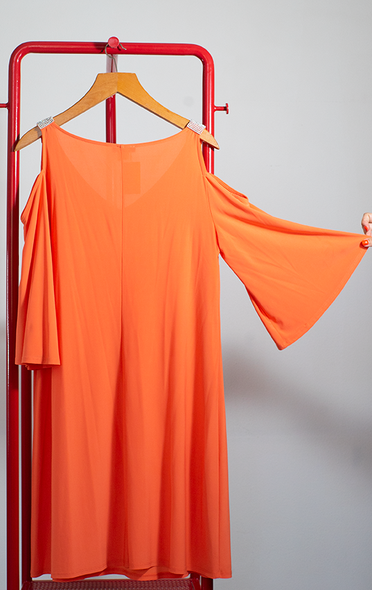 MSK DRESS - Orange with strass detail - Large