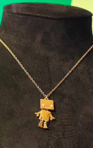 NECKLACE - Gold chain with robot charm